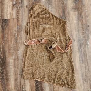 Retrofete Ella Sequin Dress One Shoulder Size Medium NWT Brown Mini